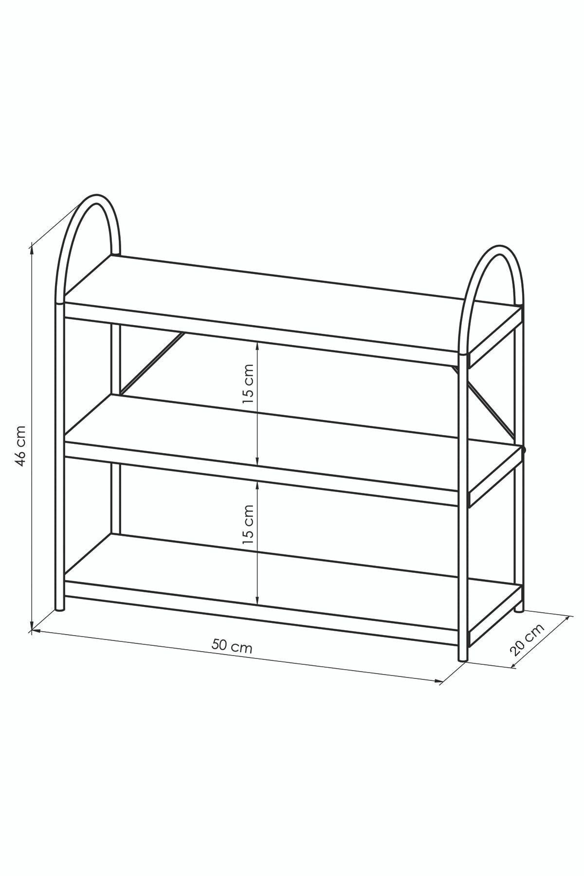 Bello Tezgah Üstü 3'lü Oval Mutfak Rafı Beyaz- Atlantikçam 50cm