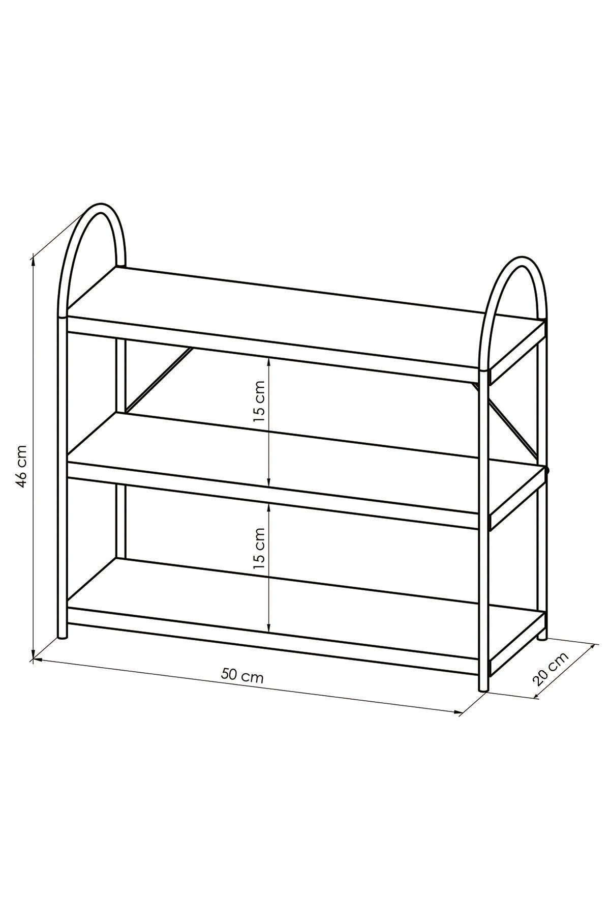 Bello Tezgah Üstü 3'lü Oval Mutfak Rafı Beyaz- Atlantikçam 50cm