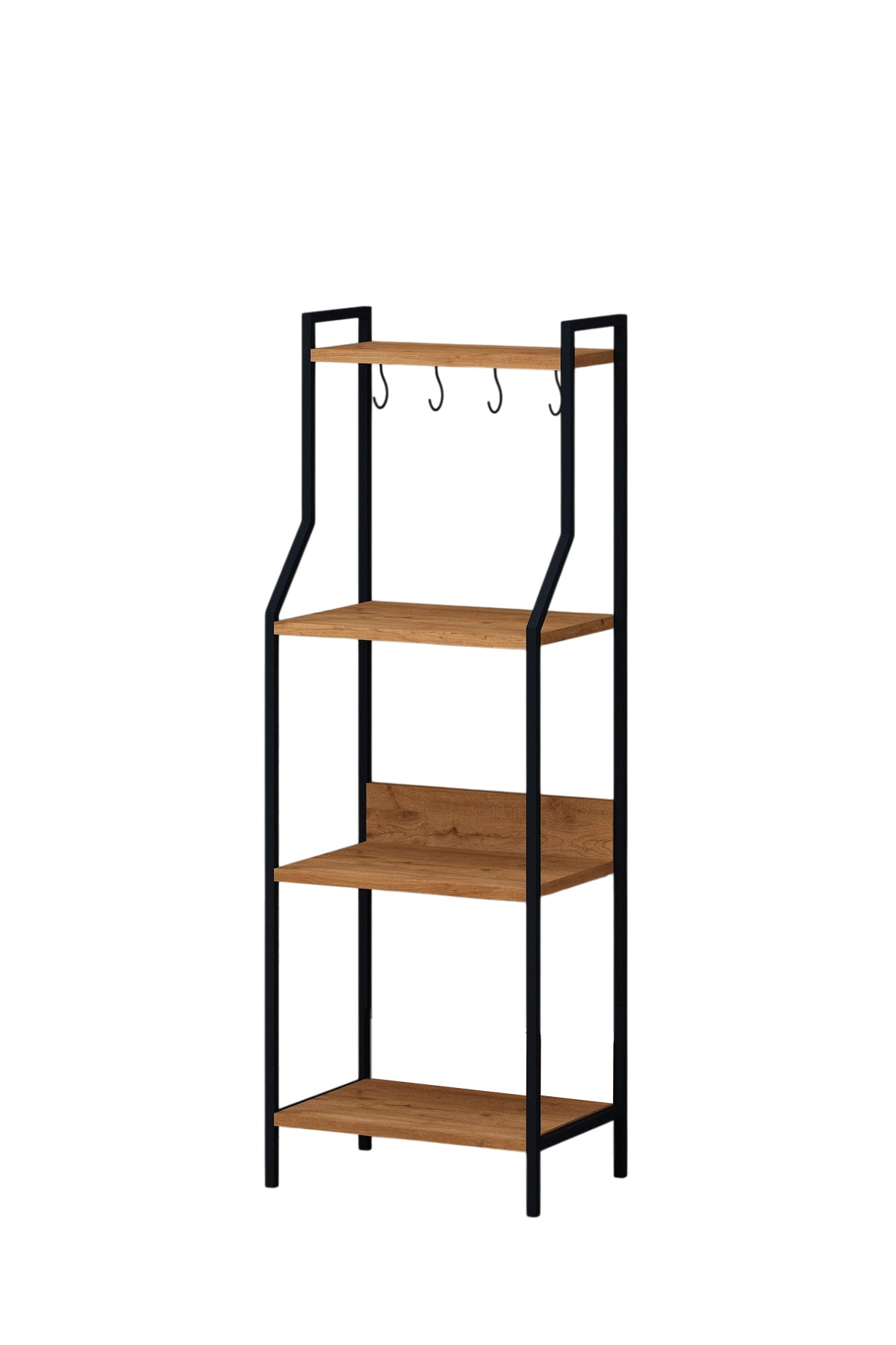 Aydos 44 cm Çok Amaçlı Mutfak Rafı Kahve Köşesi Fincan Askılı Metal Ayaklı Mutfak Bangosu Siyah-Sepet